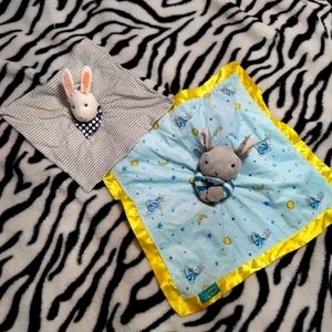 Set of baby animal blanket toys